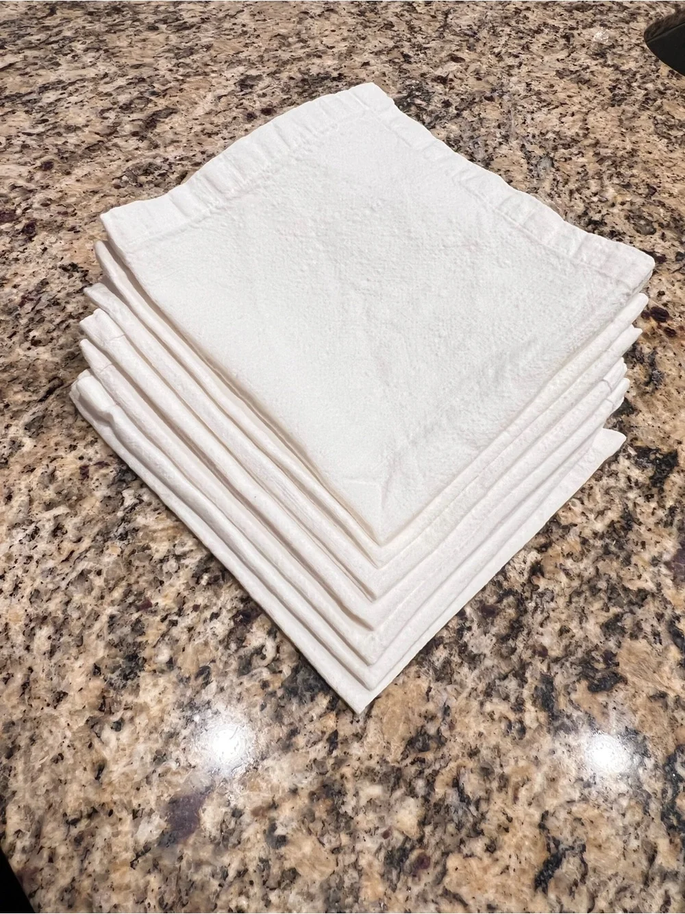 Pottery Barn Set of 6 Cotton Dinner Napkins 20x20 White Beige Farmhouse 1 Extra